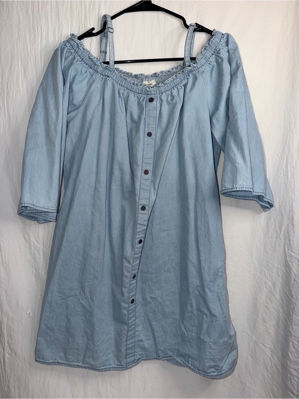 Speed Control New York Light Blue Chambray Cold Shoulder Mini Dress Women’s XL